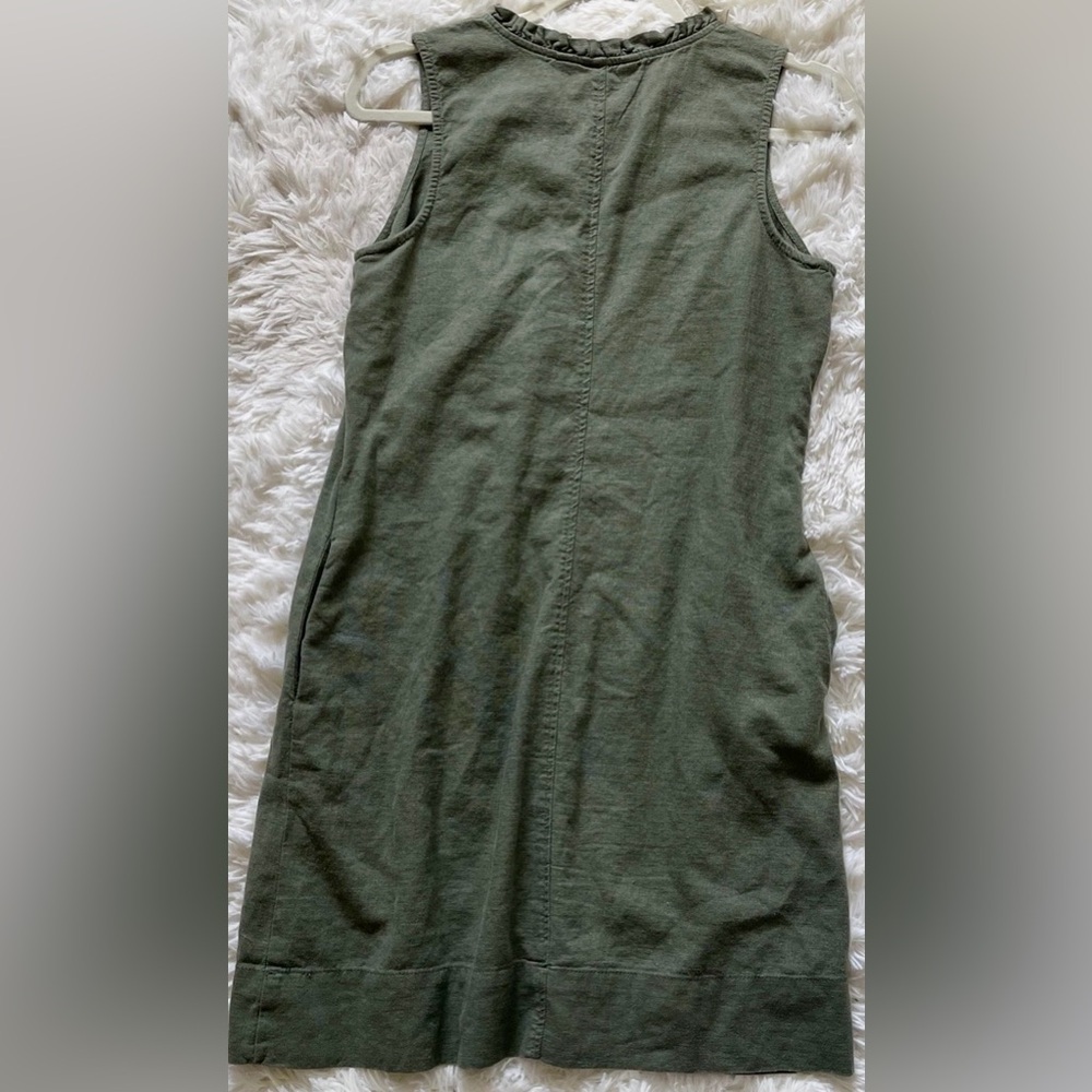 Briggs New York Linen Blend Sleeveless Shift Dress Green Ruffle Neck Size‎ Small - Picture 6 of 11